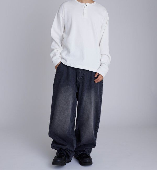  「【Sourcream】Heavy waffle henley tops」|Tシャツ・カットソー|