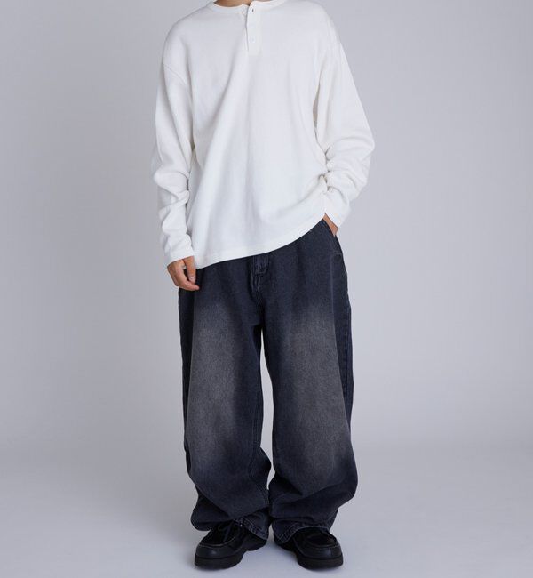  「【Sourcream】Heavy waffle henley tops」|Tシャツ・カットソー|