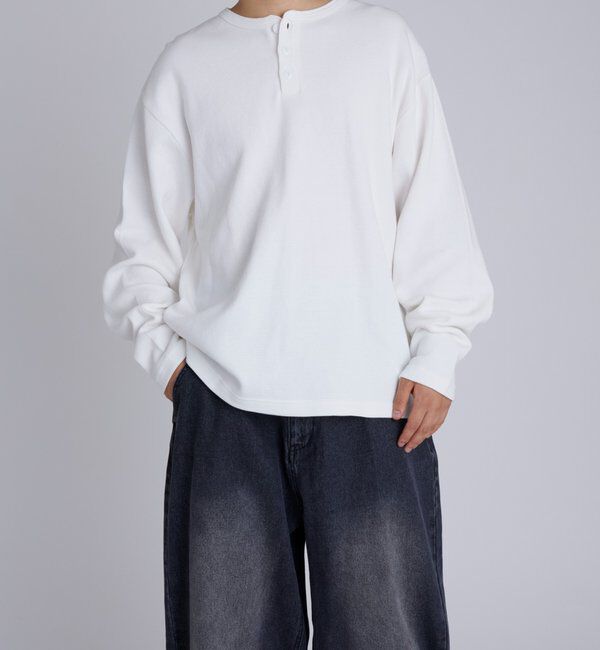  「【Sourcream】Heavy waffle henley tops」|Tシャツ・カットソー|