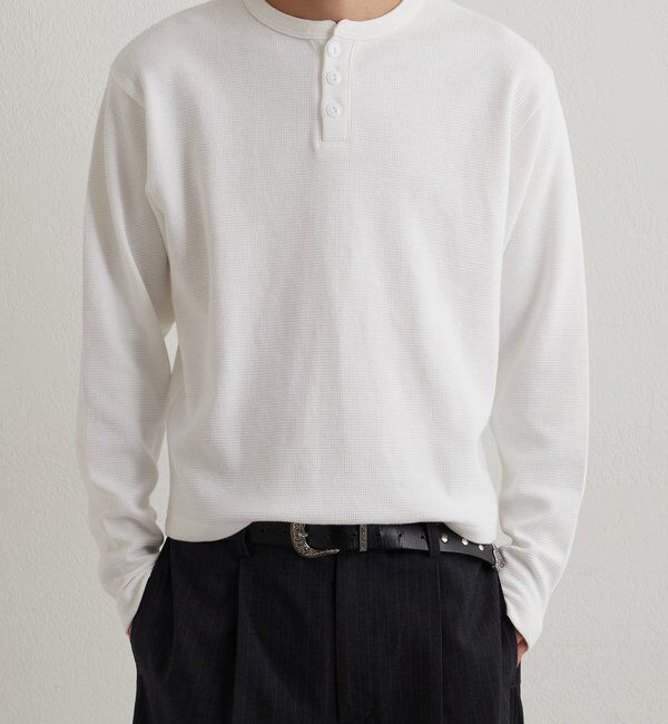  「【Sourcream】Heavy waffle henley tops」|Tシャツ・カットソー|