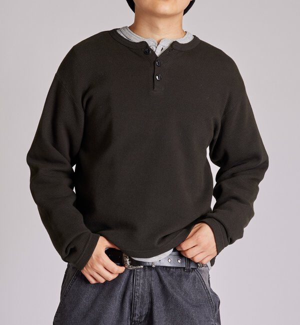  「【Sourcream】Heavy waffle henley tops」|Tシャツ・カットソー|