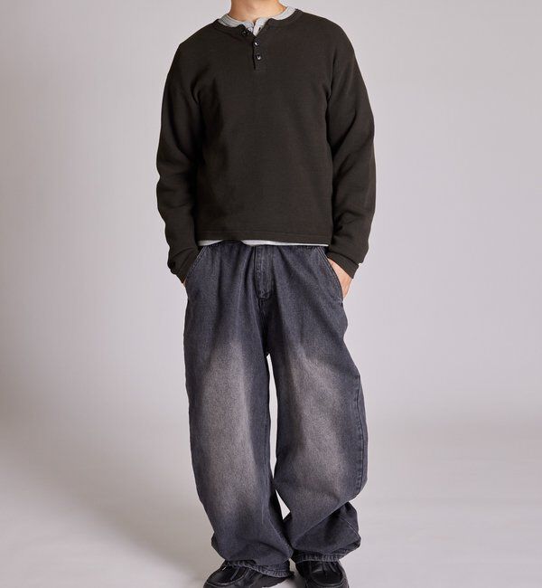  「【Sourcream】Heavy waffle henley tops」|Tシャツ・カットソー|