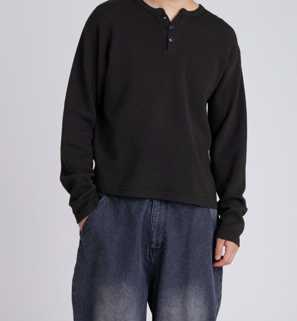  「【Sourcream】Heavy waffle henley tops」|Tシャツ・カットソー|