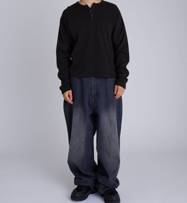  「【Sourcream】Heavy waffle henley tops」|Tシャツ・カットソー|