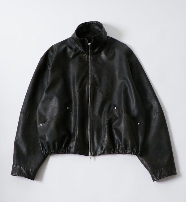  「VINTAGE LEATHER STAND COLLAR BLOUSON」|ブルゾン・スタジャン|ブラック