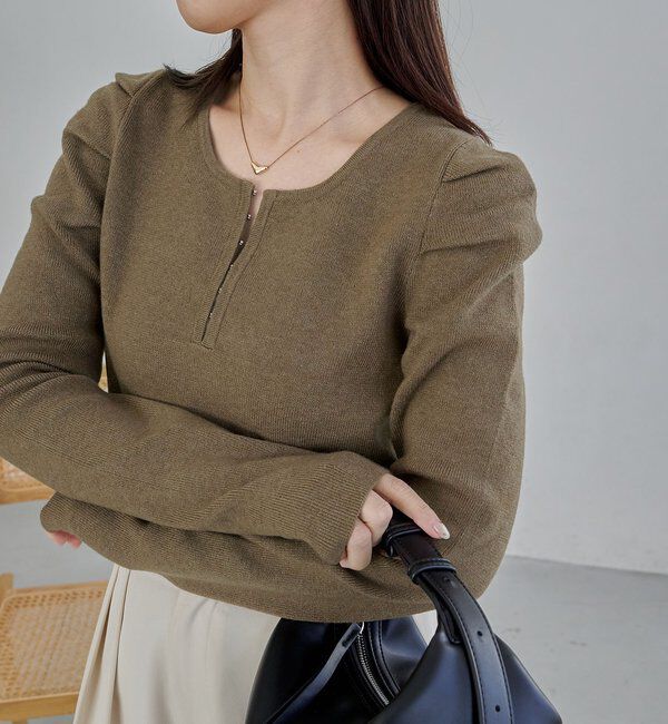  「ホックヘンリーパフニット」|ニット・セーター|ブラウン