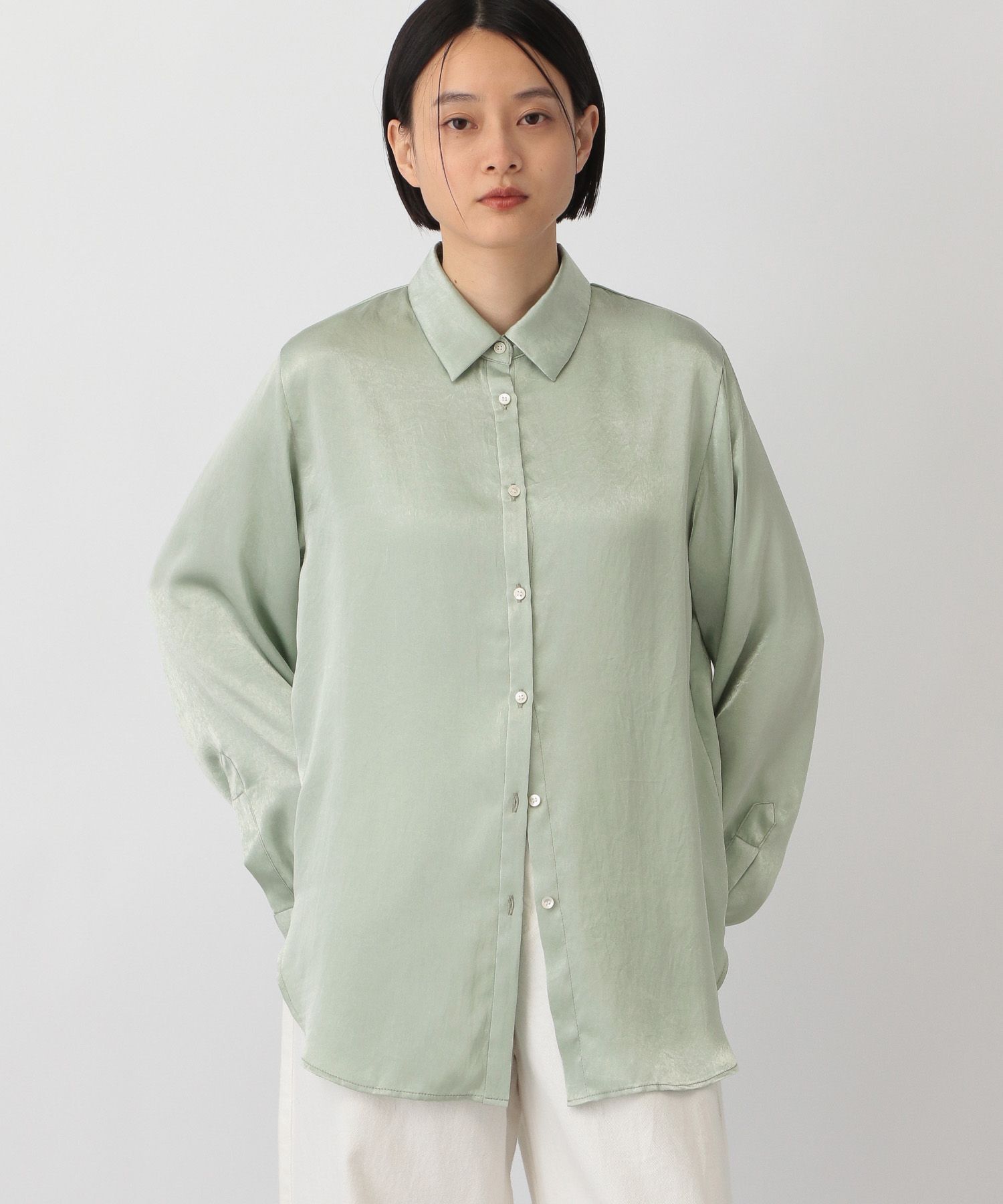 A part by 「チンチラサテンシャツ」|シャツ・ブラウス|ライトグリーン