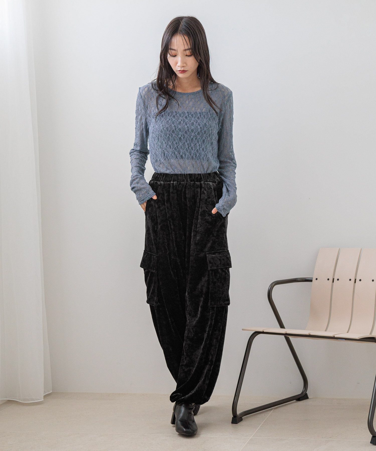 LOWRYS FARM「ルーズポケットワイドパンツ」|チノ|