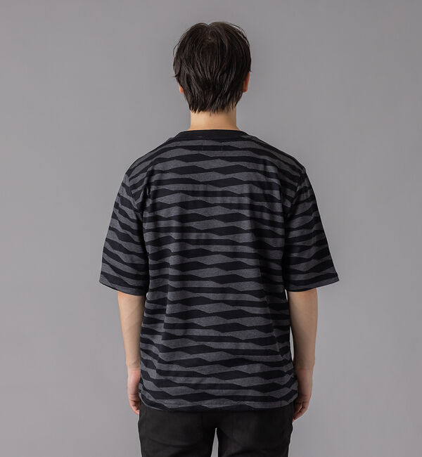 ABAHOUSE「ブロークンボーダー ジャガード オーバーサイズ Tシャツ」|Tシャツ・カットソー|