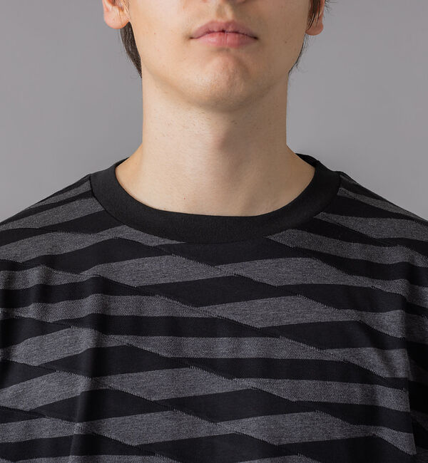 ABAHOUSE「ブロークンボーダー ジャガード オーバーサイズ Tシャツ」|Tシャツ・カットソー|