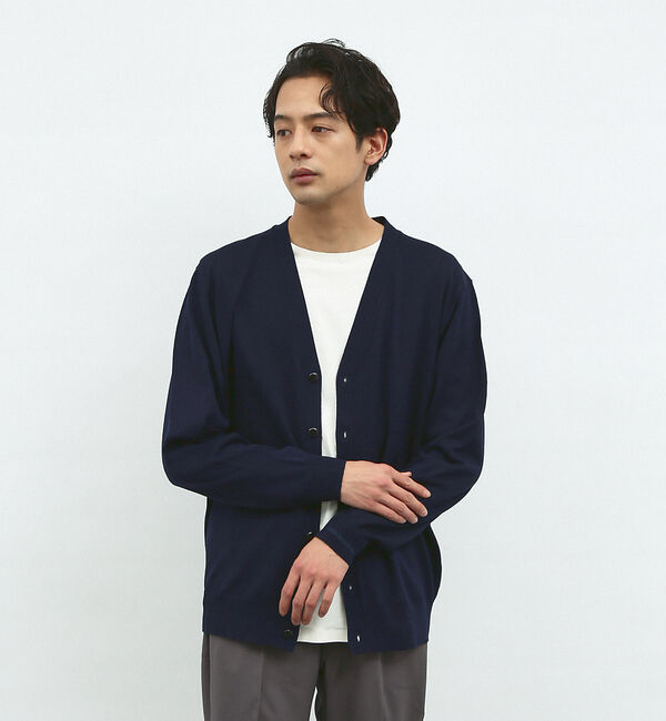 ABAHOUSE「【シルクブレンド】ベーシック Vネック カーディガン」|カーディガン|