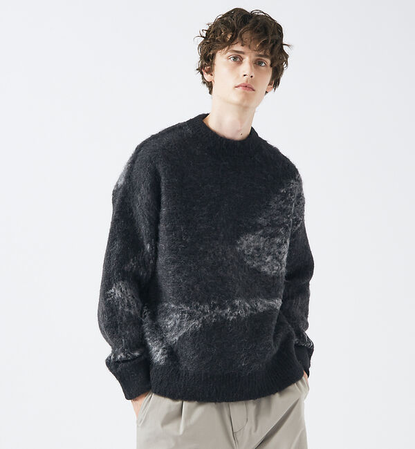 ABAHOUSE「【AH ABAHOUSE】アブストラクト シャギーニット」|ニット・セーター|ブラック
