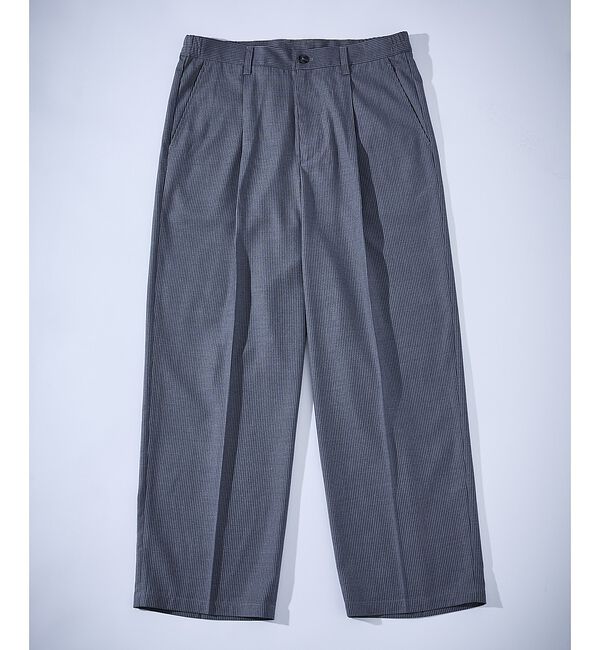 ABAHOUSE「ピンストライプ ワイドストレート イージースラックス / ワイドパンツ【予約】」|その他|グレー