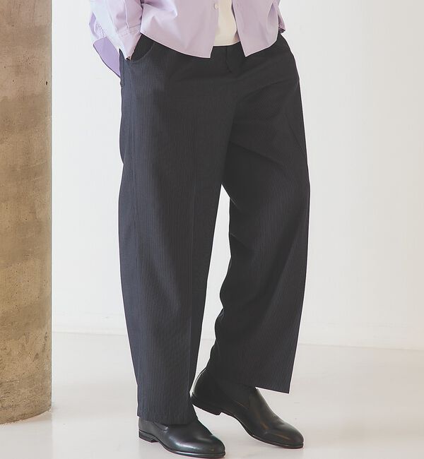 ABAHOUSE「ピンストライプ ワイドストレート イージースラックス / ワイドパンツ【予約】」|その他|