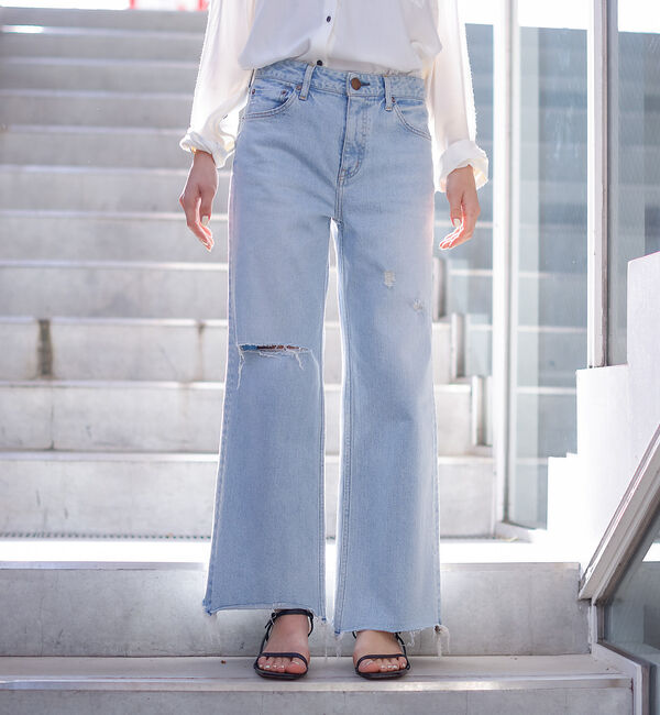 Rouge vif「【RED CARD/レッドカード】Freddie　ダメージワイドデニム」|デニム|