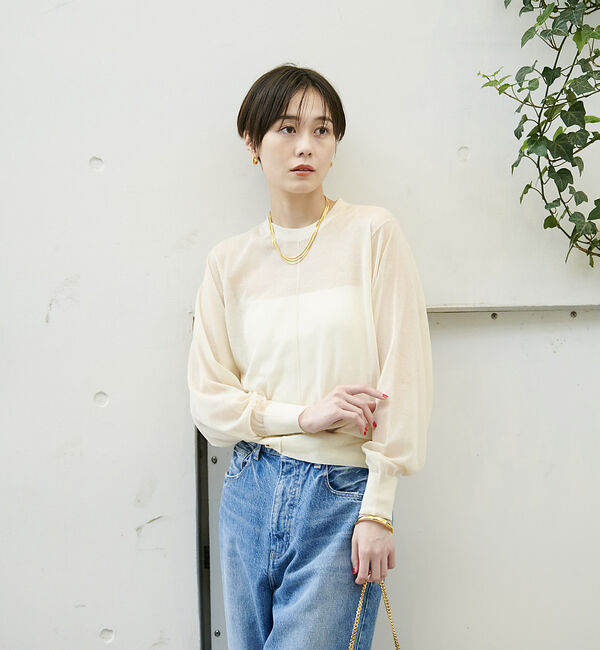 Rouge vif「コットンナイロンシアークルーネックプルオーバー」|ニット・セーター|