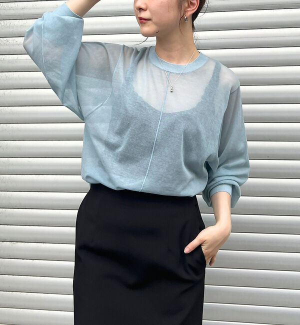 Rouge vif「コットンナイロンシアークルーネックプルオーバー」|ニット・セーター|