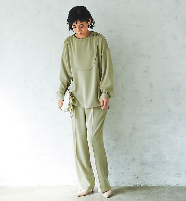 qualite「【WEB・一部店舗限定】起毛サテンカッティングブラウス」|シャツ・ブラウス|