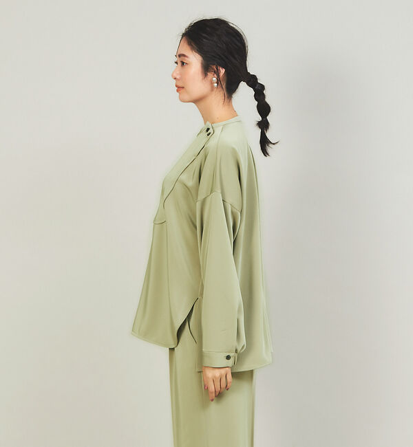 qualite「【WEB・一部店舗限定】起毛サテンカッティングブラウス」|シャツ・ブラウス|