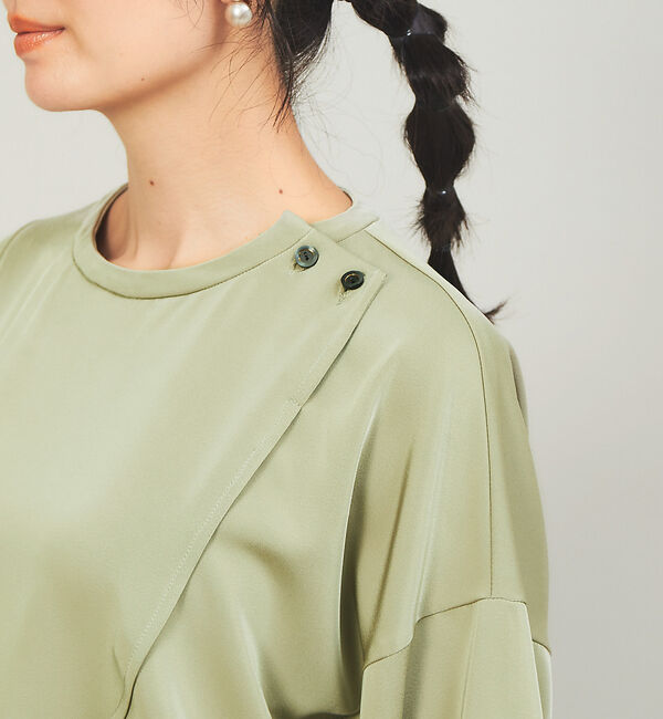 qualite「【WEB・一部店舗限定】起毛サテンカッティングブラウス」|シャツ・ブラウス|