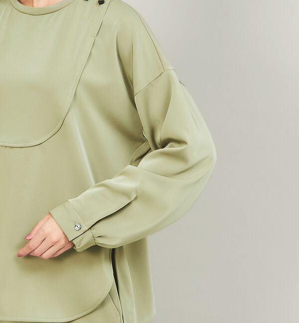 qualite「【WEB・一部店舗限定】起毛サテンカッティングブラウス」|シャツ・ブラウス|