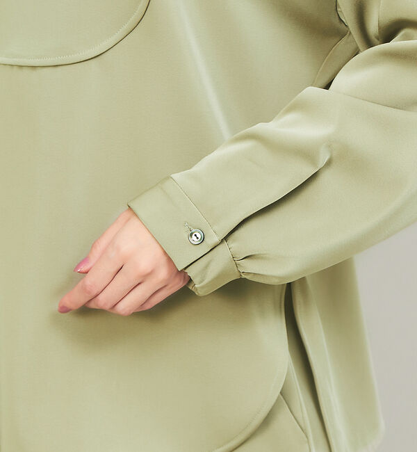 qualite「【WEB・一部店舗限定】起毛サテンカッティングブラウス」|シャツ・ブラウス|