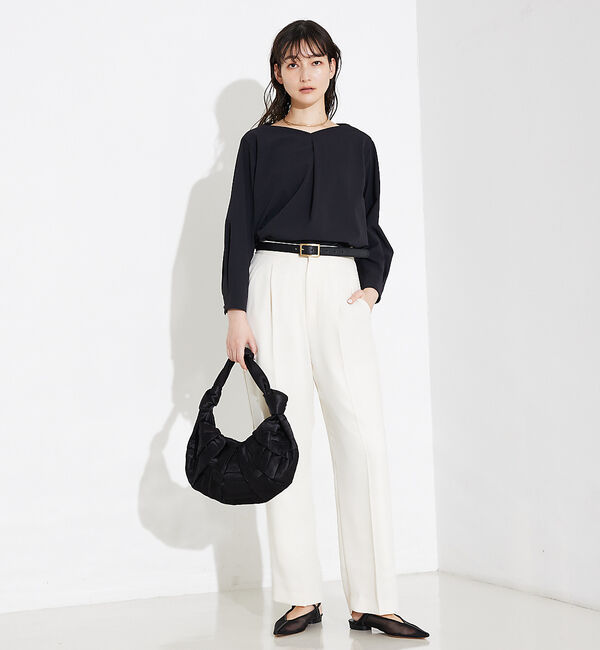 qualite「2WAYストレッチタックブラウス」|シャツ・ブラウス|