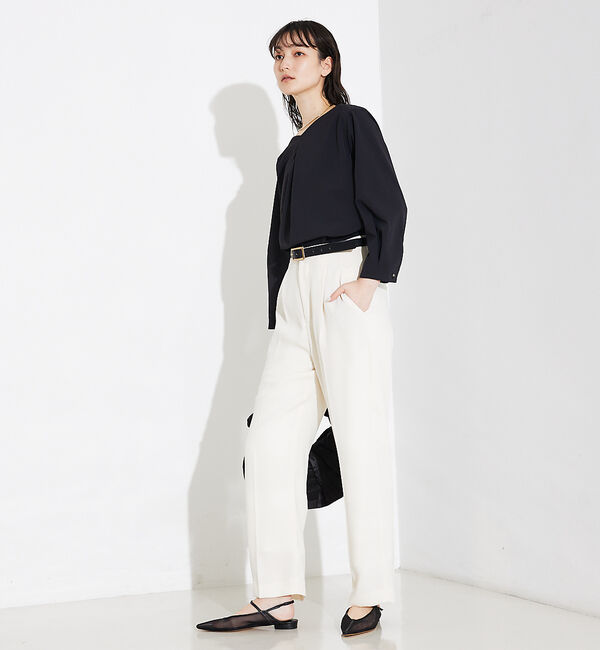 qualite「2WAYストレッチタックブラウス」|シャツ・ブラウス|