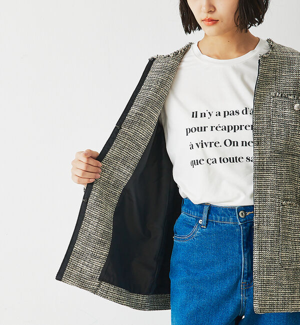 abahouse mavie「ツィードオーバージャケット」|ノーカラージャケット|