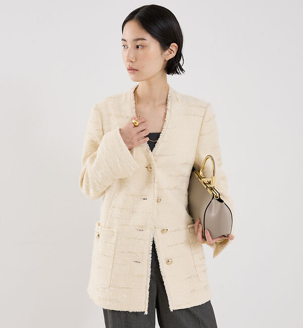 The Store by C' 「【COCUCA】ツイードＶネックジャケット」|ノーカラージャケット|
