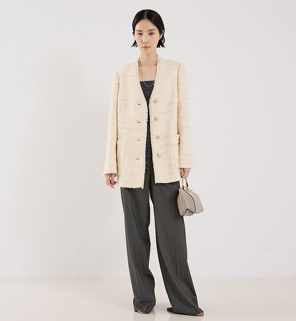 The Store by C' 「【COCUCA】ツイードＶネックジャケット」|ノーカラージャケット|