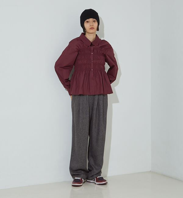 NOMINE「ビスチェ風 シャーリング シャツ」|シャツ・ブラウス|