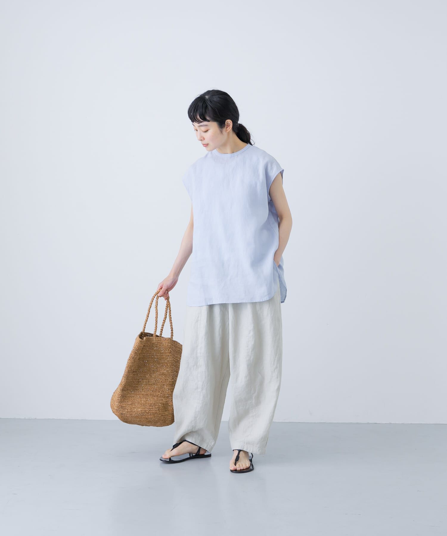 かぐれ「リネンフレンチクルーネック」|シャツ・ブラウス|