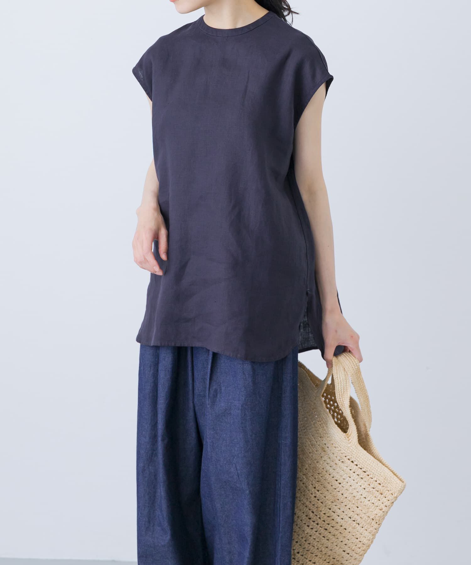 かぐれ「リネンフレンチクルーネック」|シャツ・ブラウス|