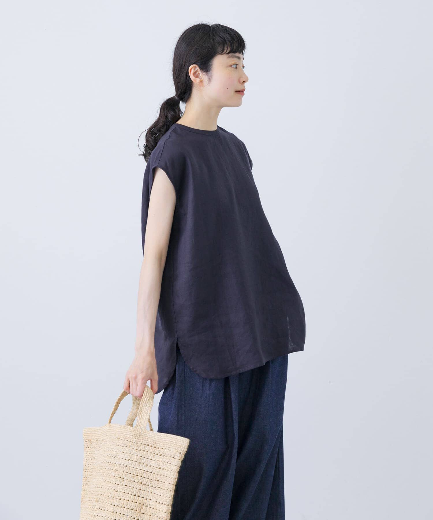 かぐれ「リネンフレンチクルーネック」|シャツ・ブラウス|