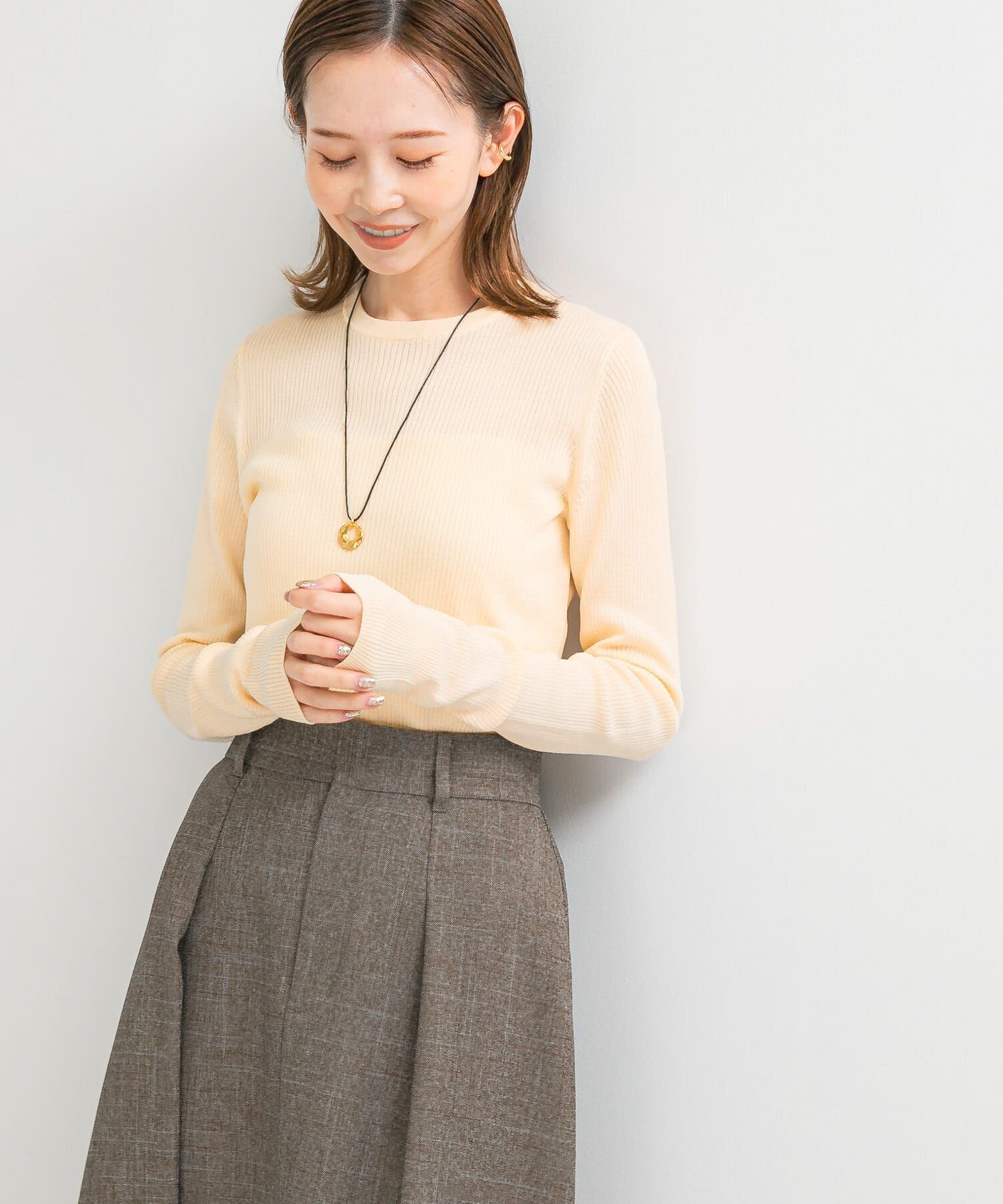 URBAN RESEARCH ROSSO「シルク混リブデザインニット」|ニット・セーター|ホワイト系その他