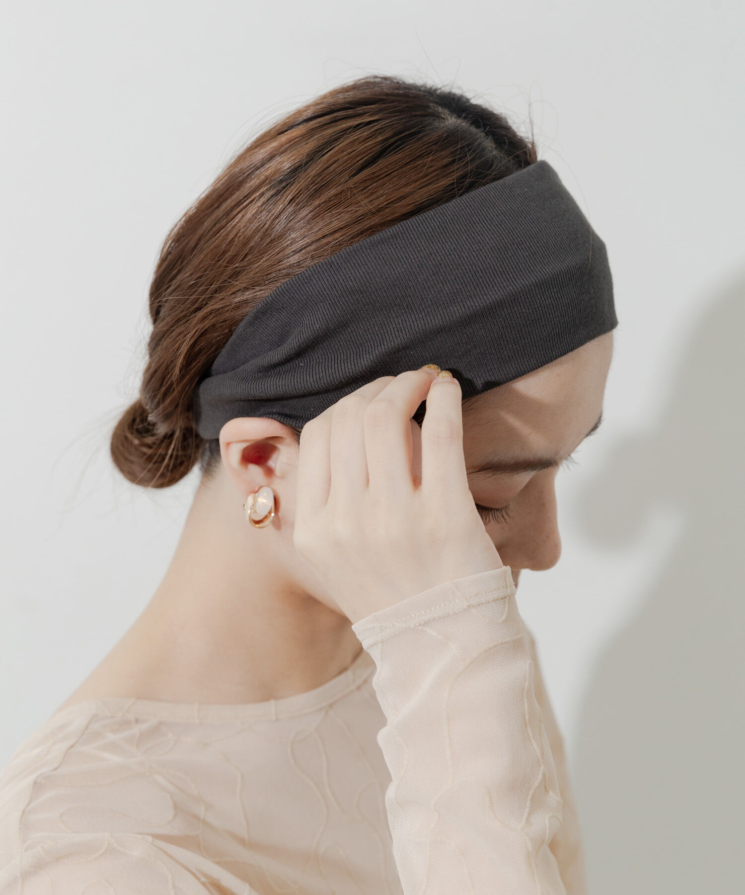 SMELLY「シンプルヘアバンド」|ヘアバンド|チャコールグレー