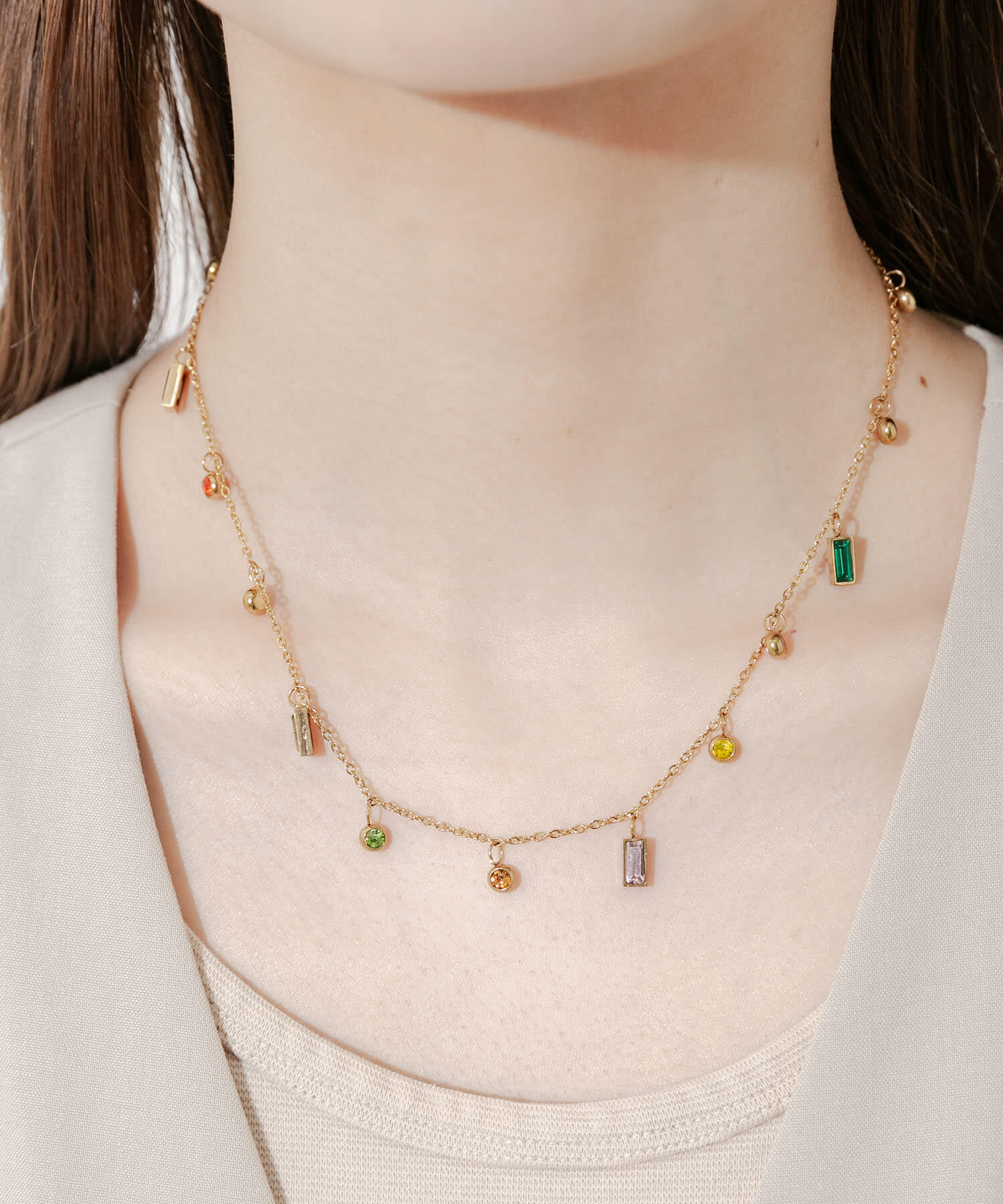 SMELLY「ビジューチャームネックレス」|ネックレス|