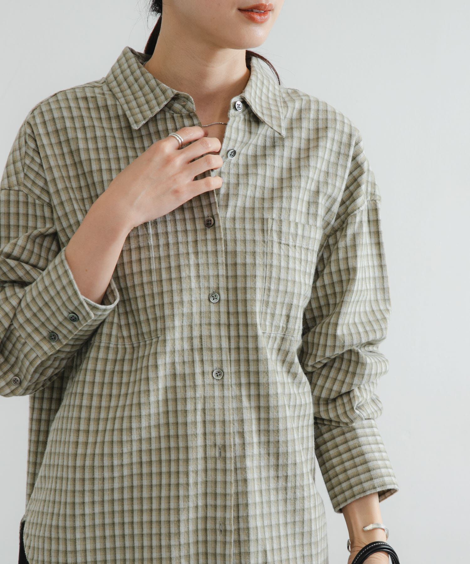 URBAN RESEARCH「ネルチェックコットンシャツ」|シャツ・ブラウス|グリーン系その他