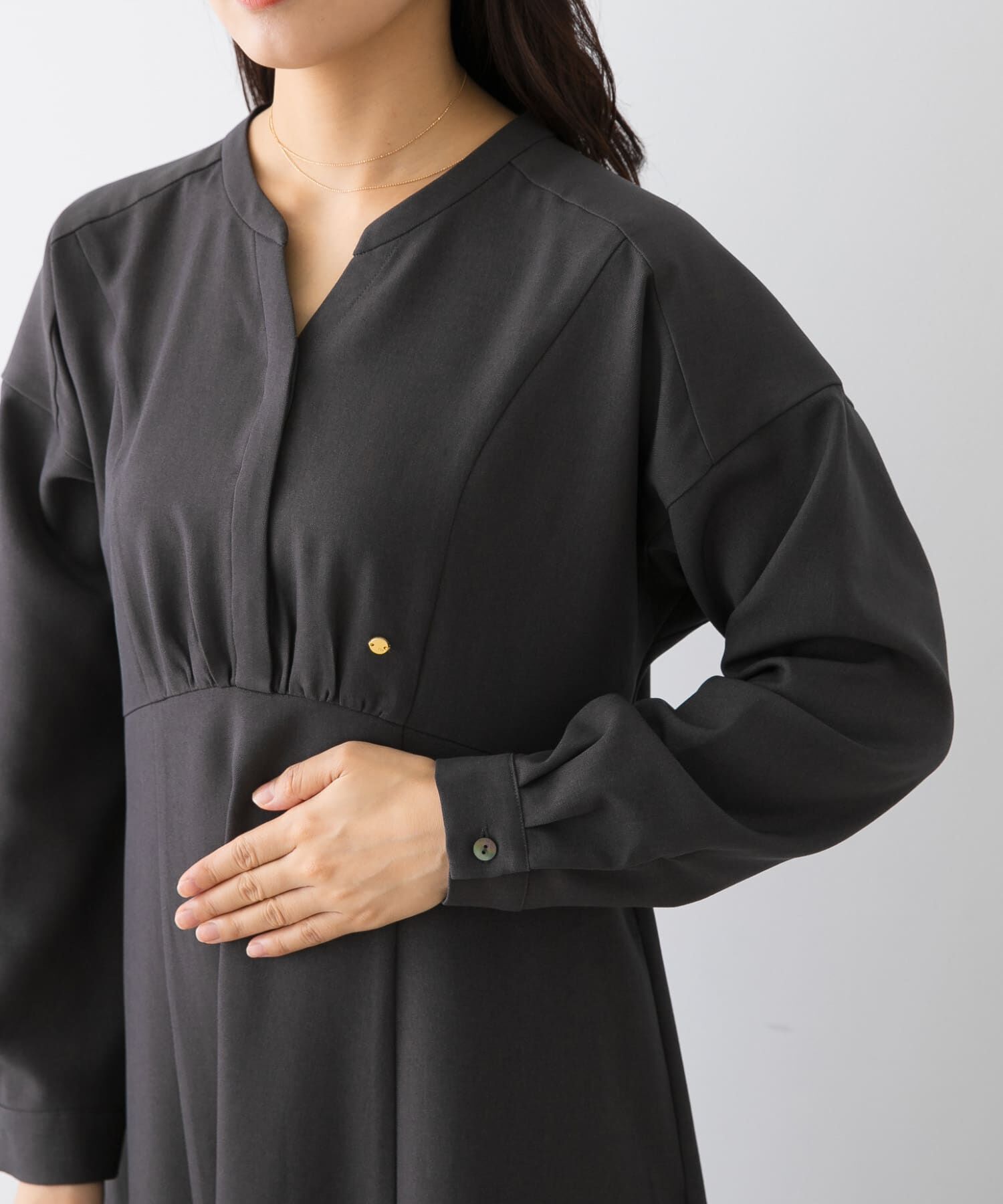 URBAN RESEARCH ROSSO「『UR TECH SMOOTHLUXE』F by ROSSO　キーネックワンピース」|ワンピース|