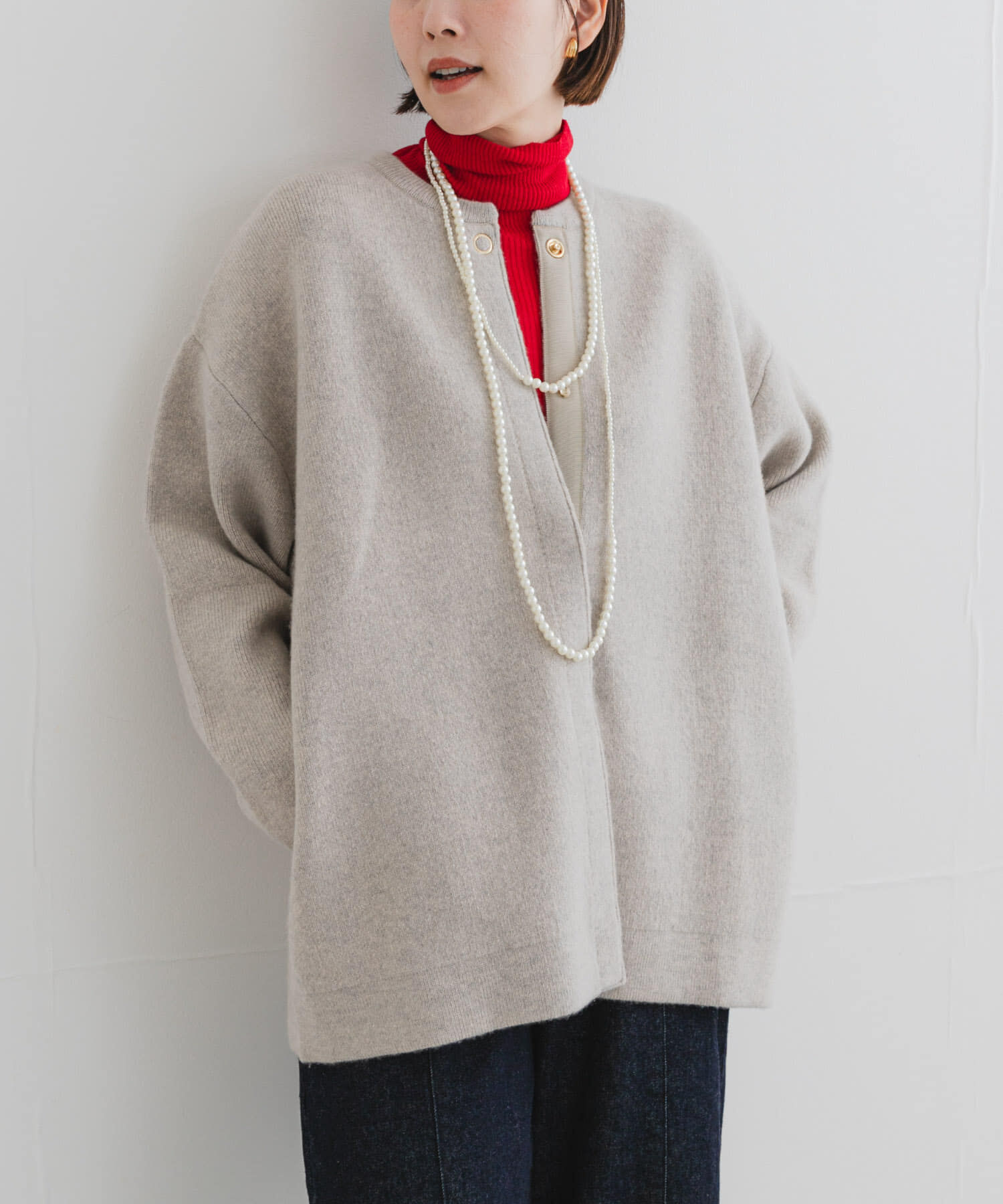 URBAN RESEARCH ROSSO「F by ROSSO　ハミルトン接結ニットコート」|ノーカラーコート|