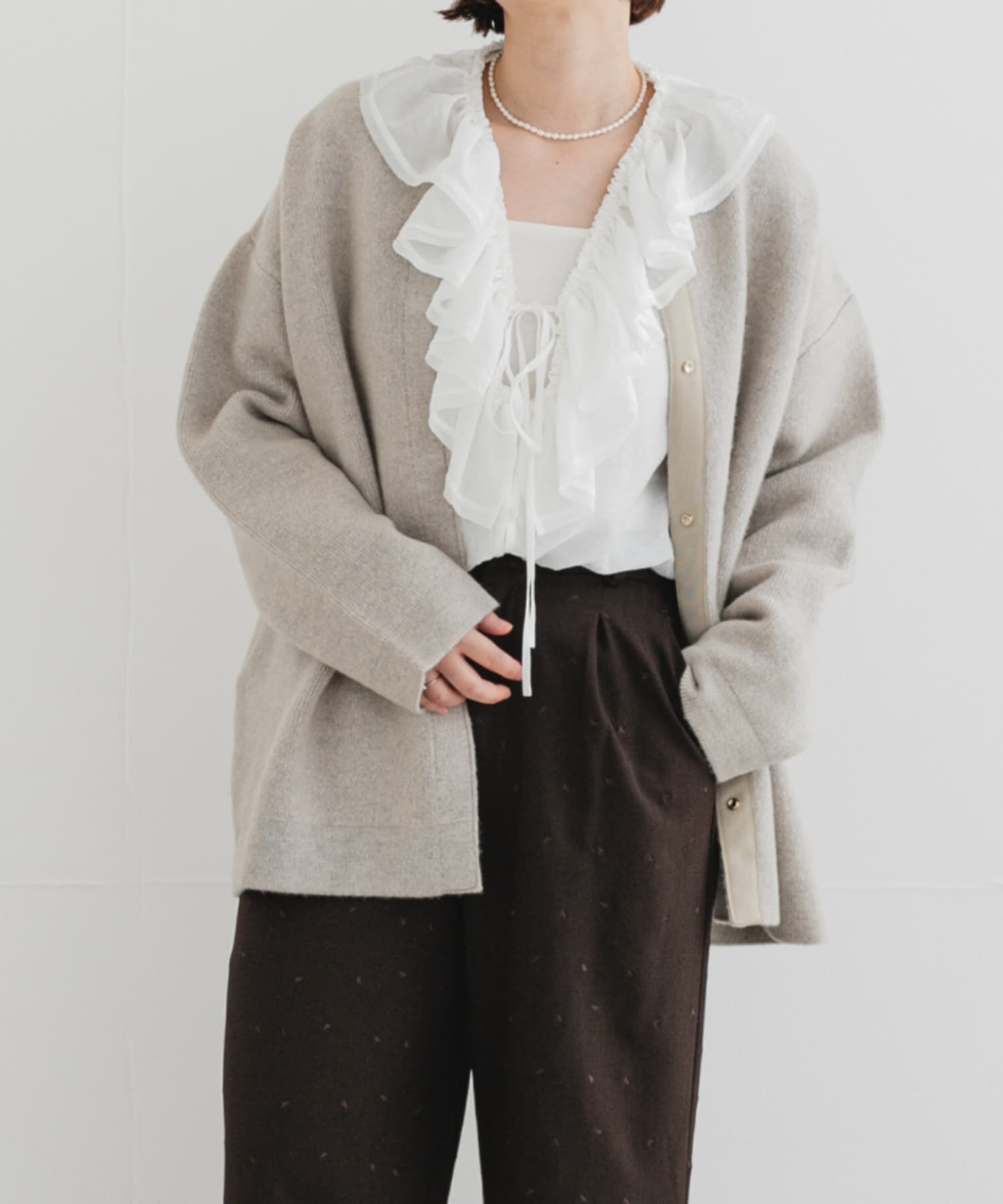 URBAN RESEARCH ROSSO「F by ROSSO　ハミルトン接結ニットコート」|ノーカラーコート|