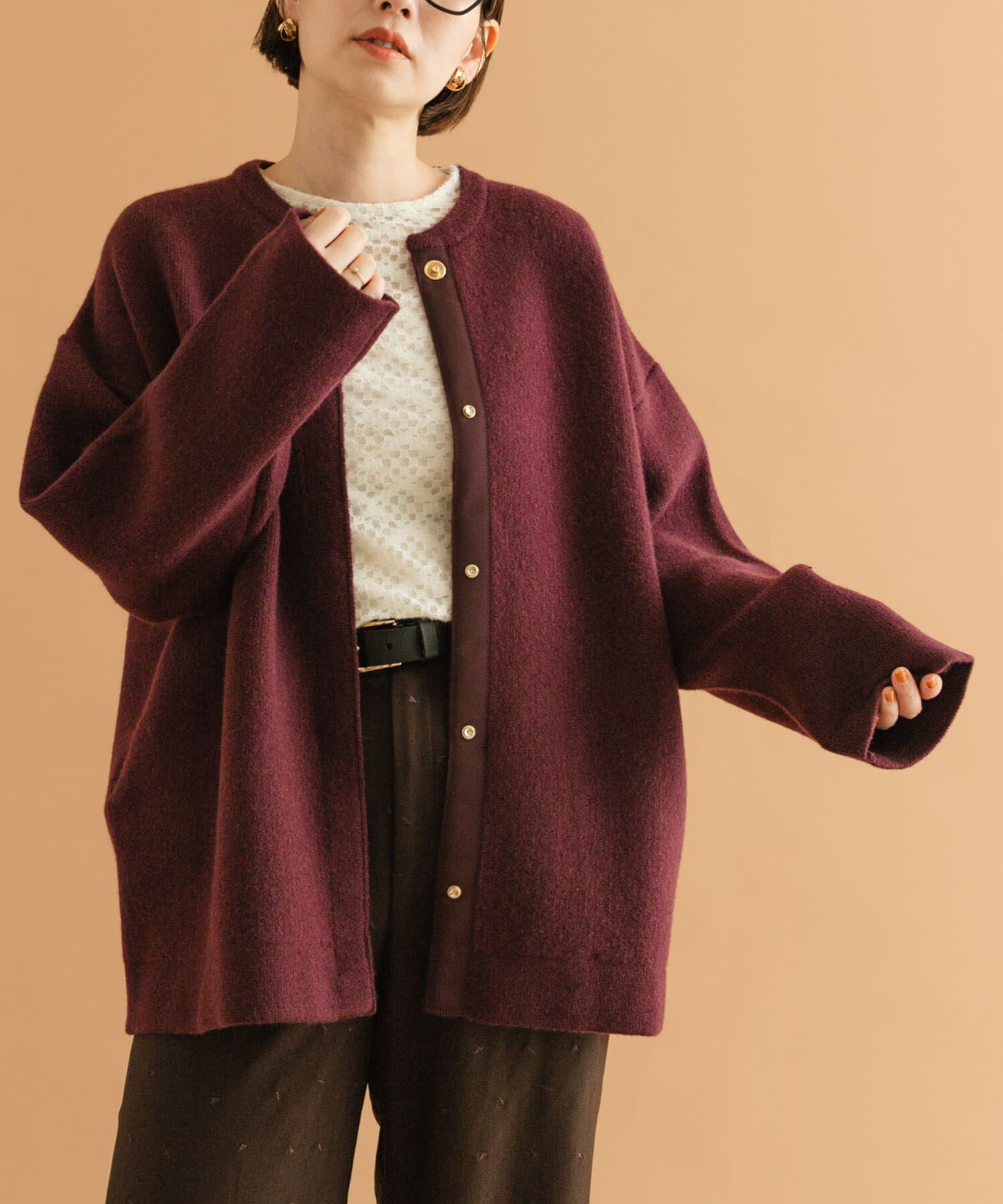 URBAN RESEARCH ROSSO「F by ROSSO　ハミルトン接結ニットコート」|ノーカラーコート|