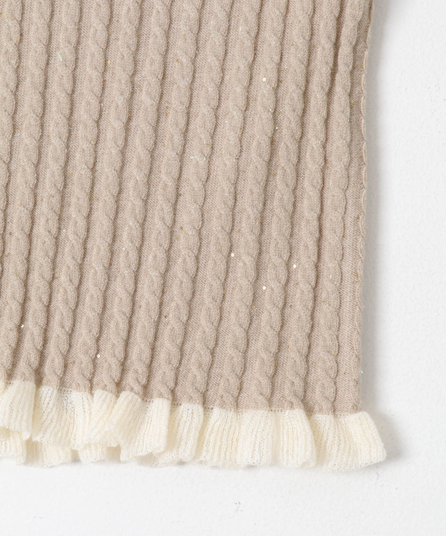 URBAN RESEARCH ROSSO「F by ROSSO　スパンコールフリルリブカーディガン」|カーディガン|