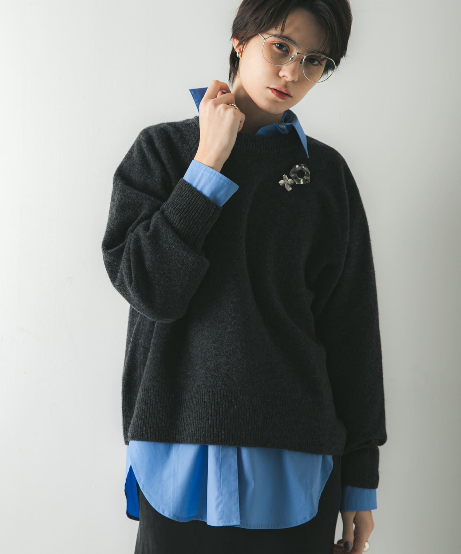 URBAN RESEARCH「カシミヤ強縮クルーネックニット」|ニット・セーター|