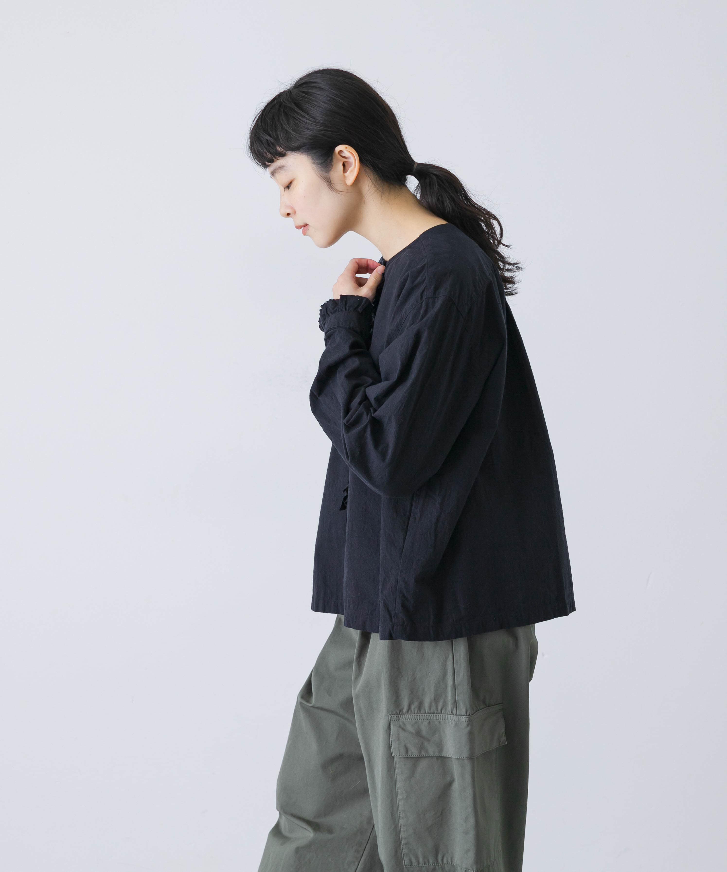 かぐれ「コットンシルクフリルブラウス」|シャツ・ブラウス|