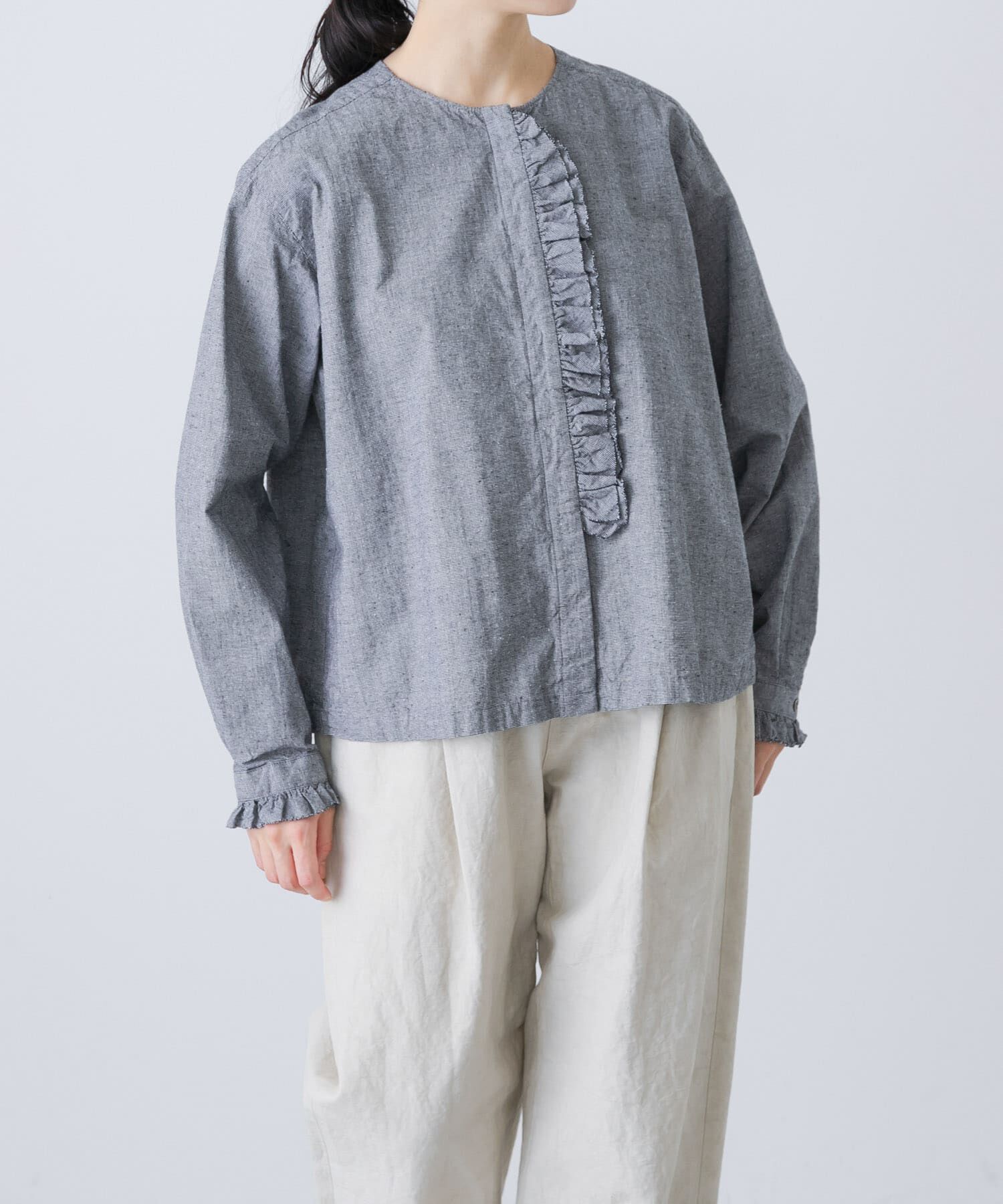 かぐれ「コットンシルクフリルブラウス」|シャツ・ブラウス|