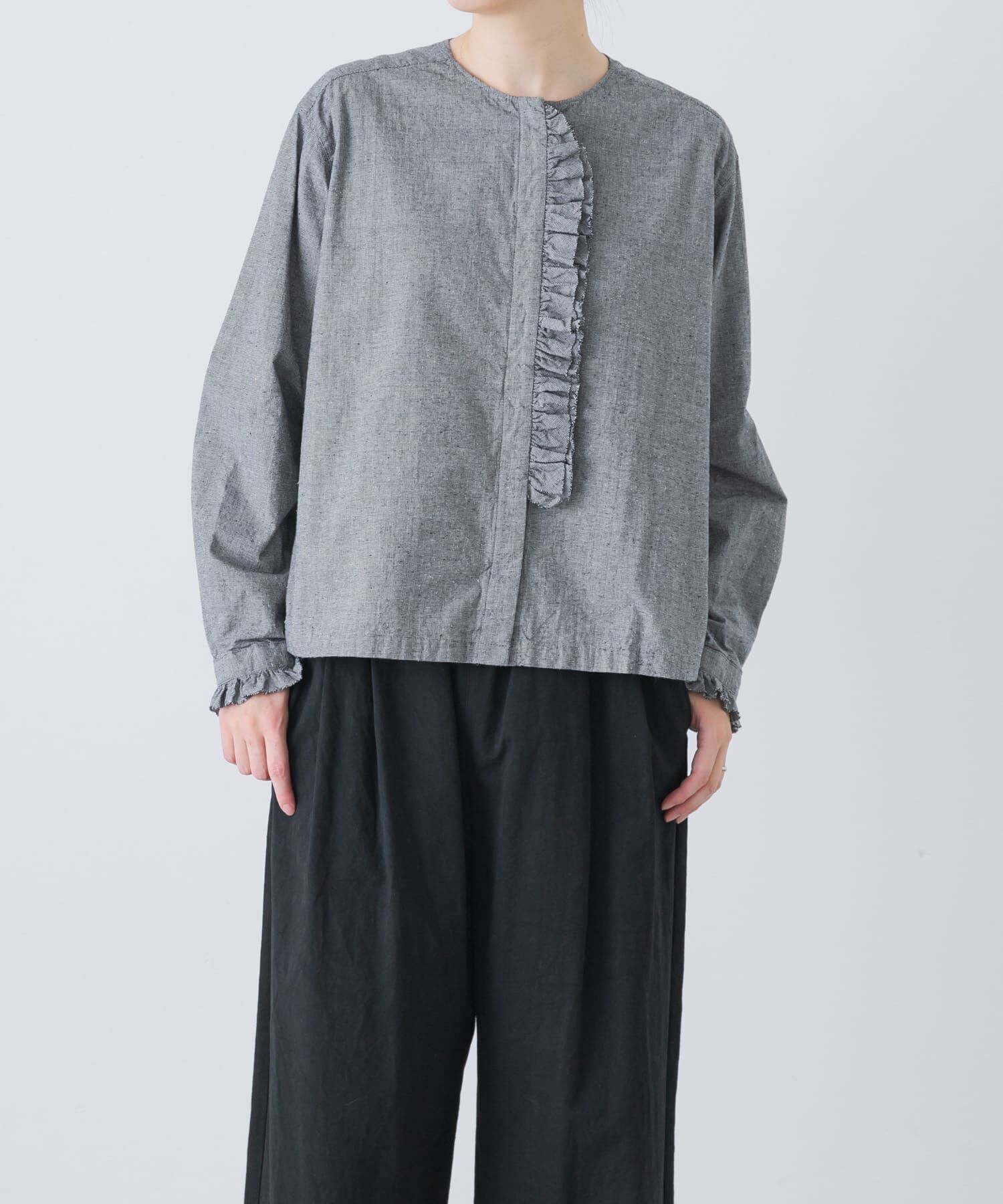 かぐれ「コットンシルクフリルブラウス」|シャツ・ブラウス|
