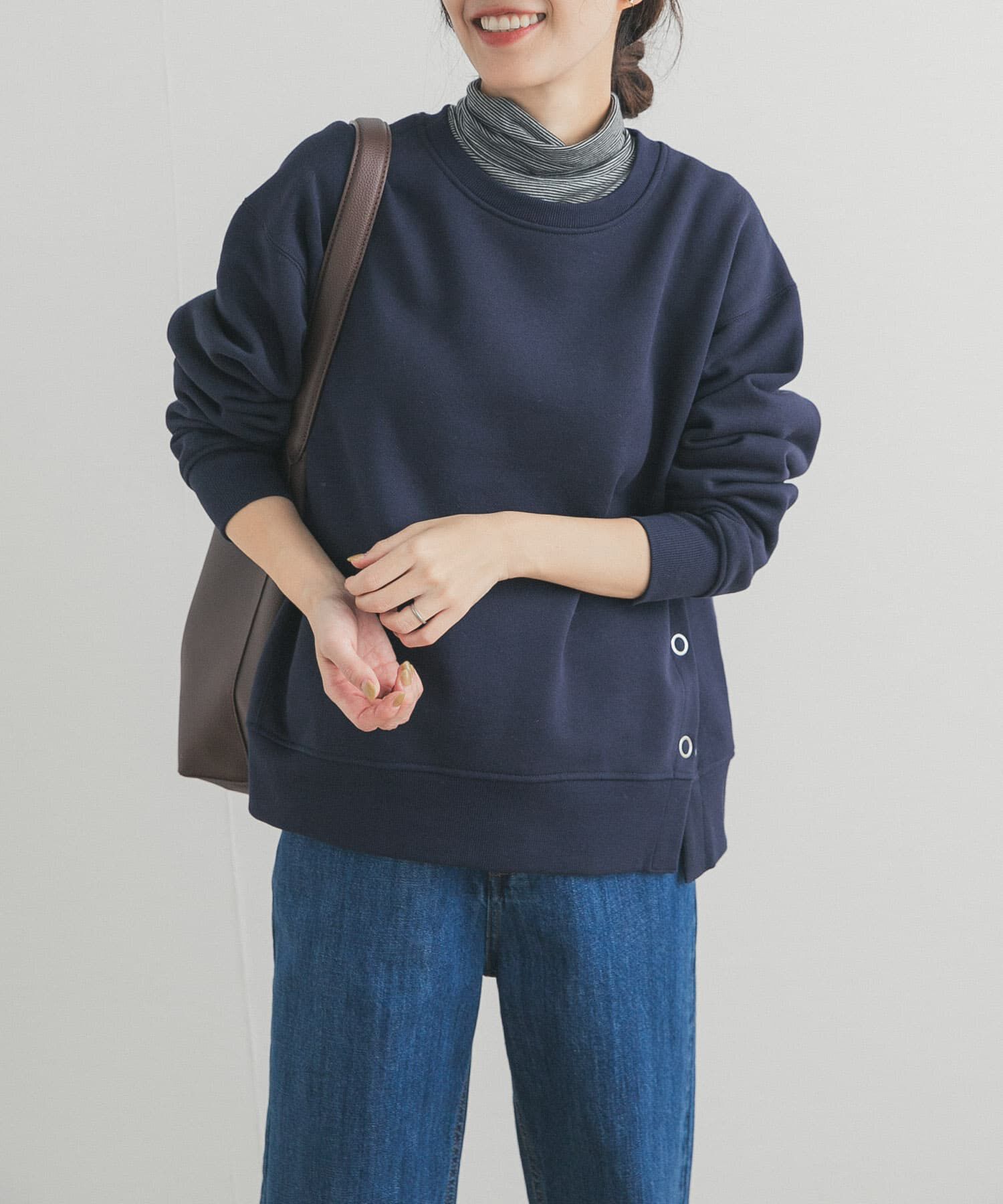 新品タグ付き　『UR TECH』裏起毛サイド釦スウェット　ネイビー 一部WEB限定カラー』『UR TECH』裏起毛サイド釦スウェット（URBAN