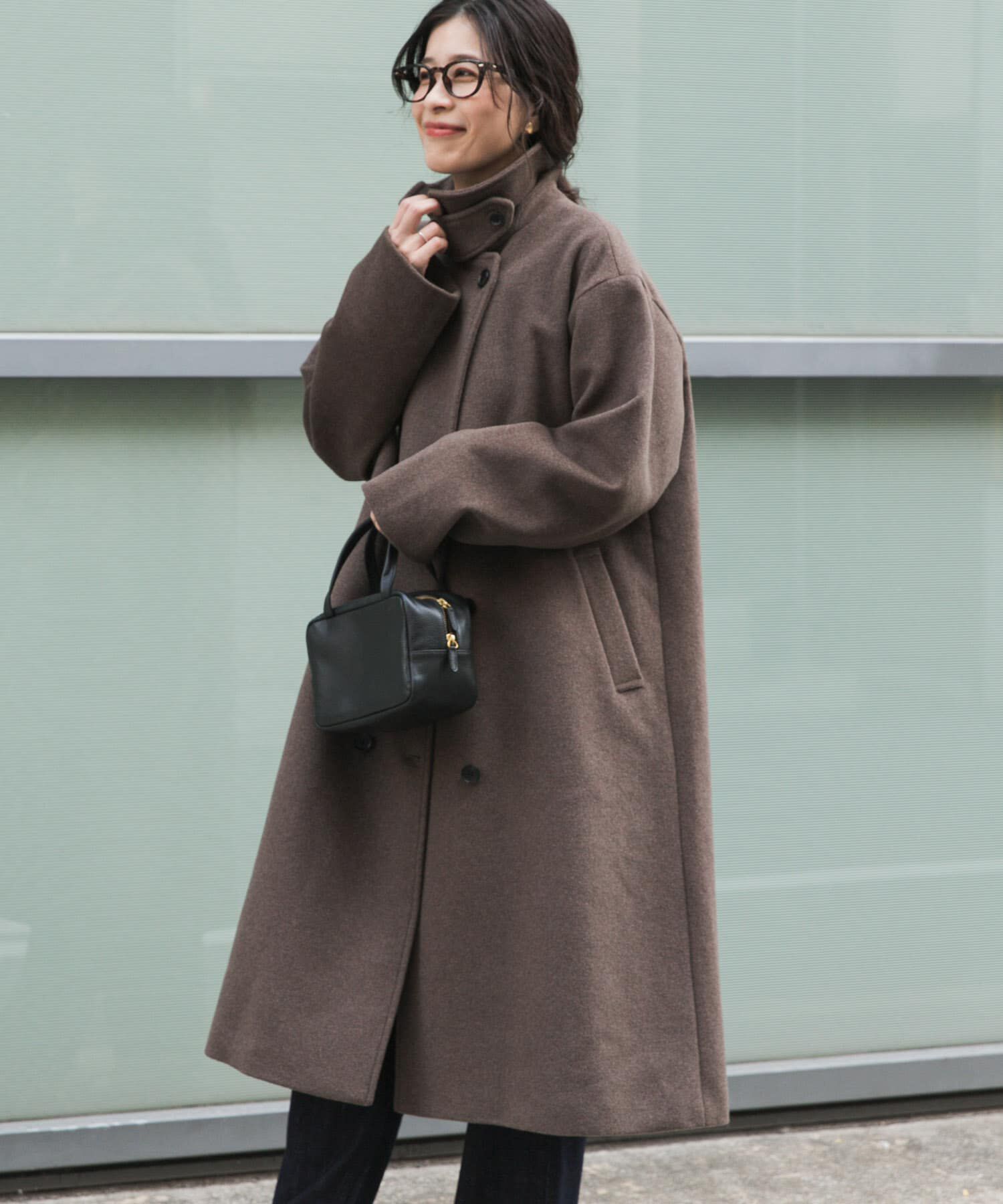 URBAN RESEARCH DOORS「ウールロングコート」|ノーカラーコート|